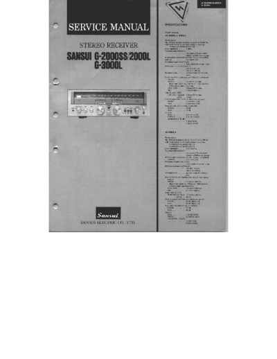 Sansui G-2000SS Service manual for Sansui G-2000SS / 2000L G-3000L receiver-amplifier